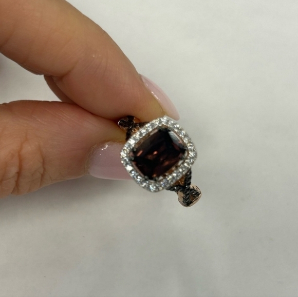 🔹️Suzy Levian🔹️ Rose Sterling Brown & White Cubic Zirconia Ring Size #7 NWT - Picture 2 of 8